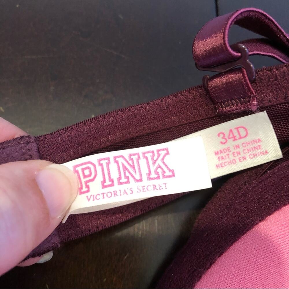 PINK Victoria's Secret purple wear everywhere T-shirt padded underwire bra 34D - Picture 10 of 14